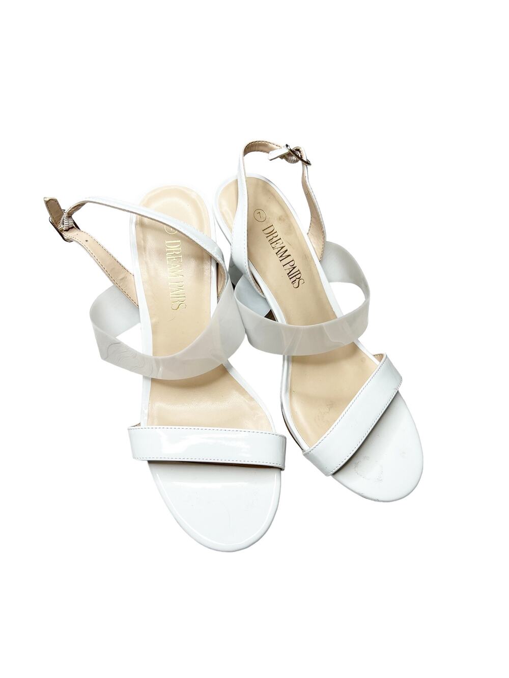 Dream Paris Heels White Slingback Open Toe Strappy Dress Sandals Shoes Size 7